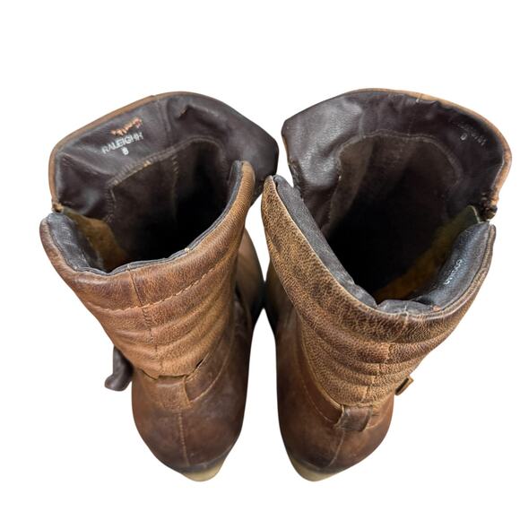 Steve Madden Raleighh Cognac Leather High Chunky Heel Boots Booties Shoes sz 8 - Picture 9 of 16
